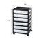IRIS USA 6 Drawer 12" x 12" Scrapbook Rolling Storage Cart with Organizer Top and 6 Clear Cases, Black/White